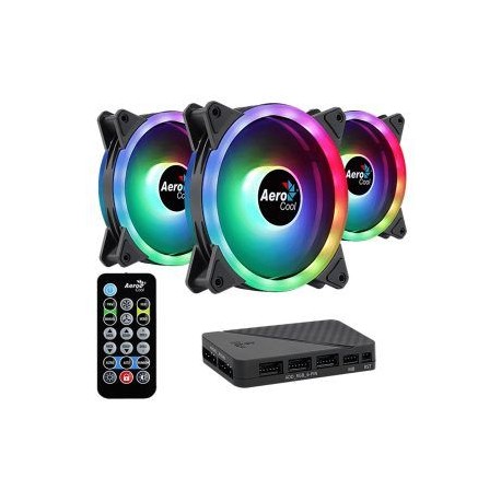 Kit de 3 Ventiladores AeroCool Duo 12 Pro / con Hub H66F / 120mm /  PWM 1000 RPM / 33.4 CFM