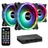 Kit de 3 Ventiladores AeroCool Duo 12 Pro / con Hub H66F / 120mm /  PWM 1000 RPM / 33.4 CFM