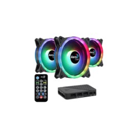 Kit de 3 Ventiladores AeroCool Duo 12 pro ARGB  / con Hub H66F / 120mm /  PWM 1000 RPM / 33.4 CFM (copia)