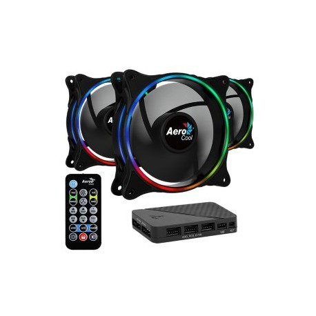 Kit de 3 Ventiladores AeroCool Eclipse 12 PRO / ARGB / con Hub H66F / 120mm /  PWM 1200 RPM / 32.1 CFM