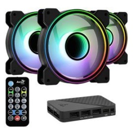 Kit de 3 Ventiladores AeroCool Mirage 12 ARGB PRO / con Hub H66F / 120mm /  PWM 1300 RPM / 46.7 CFM