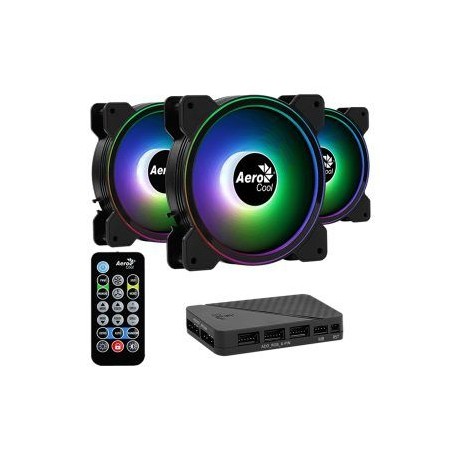 Kit de 3 Ventiladores AeroCool Saturn 12F ARGB Pro / con Hub H66F / 120mm /  PWM 1000 RPM / 35.8 CFM