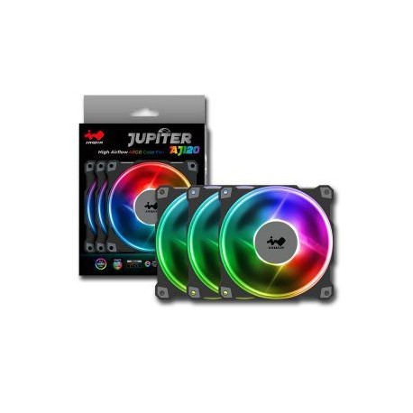 Kit De 3 Ventiladores InWin Jupiter AJ120 / 120mm / PWM 500~1800 RPM / 70.32 CFM / 35 DB(A) Max.