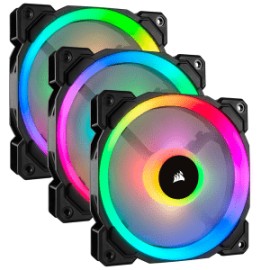 Ventilador RGB LED PWM con doble halo de luz de 120 mm LL120 RGB, paquete de 3 ventiladores con Lighting Node PRO