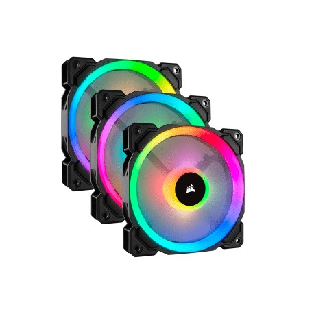 Ventilador RGB LED PWM con doble halo de luz de 120 mm LL120 RGB, paquete de 3 ventiladores con Lighting Node PRO