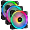 Ventilador RGB LED PWM con doble halo de luz de 120 mm LL120 RGB, paquete de 3 ventiladores con Lighting Node PRO