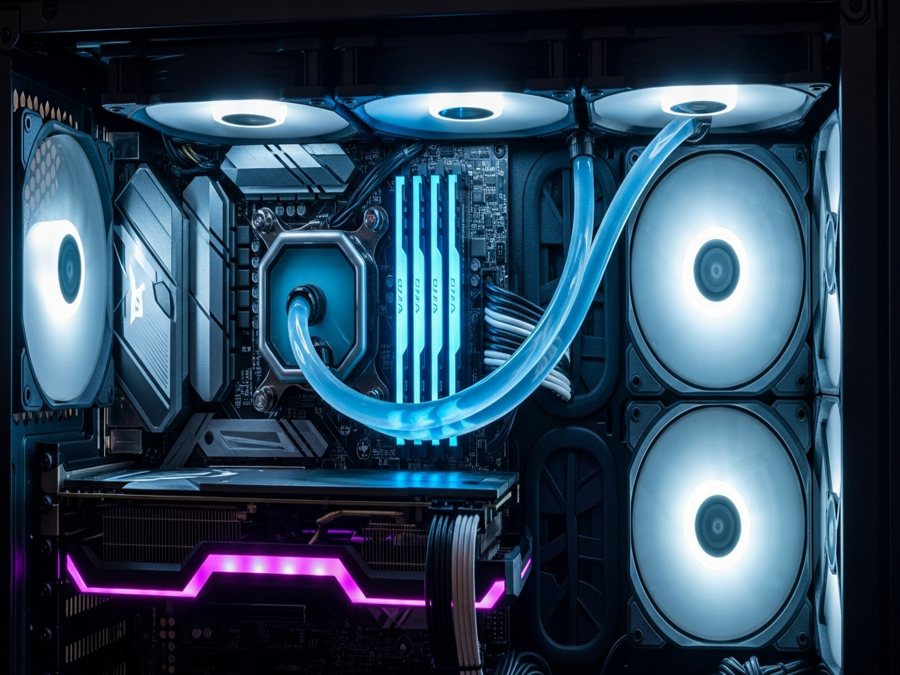 Sistema de enfriamiento líquido en PC gamer